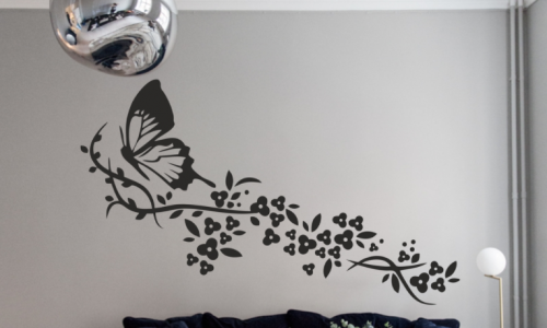 Cut Wall Art Butterfly With Flowers